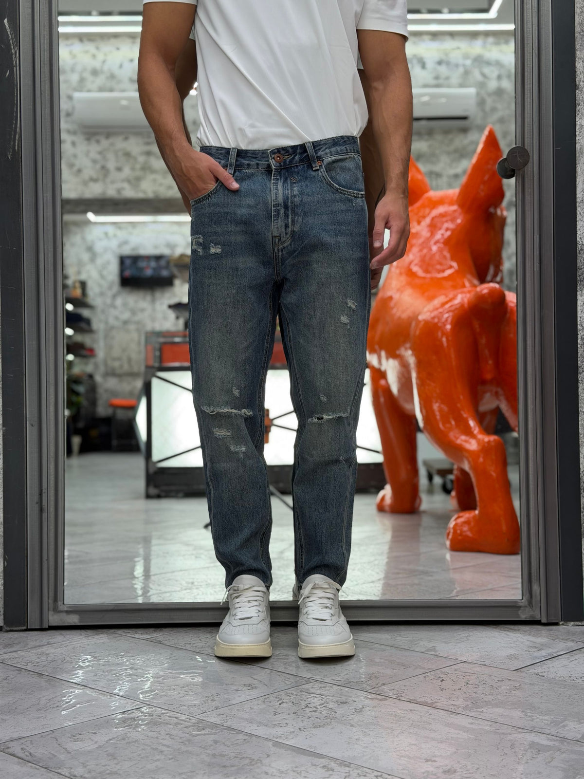 JEANS MIKE 5 TASCHE CON ABRASIONI - CARROT/CROPPED FIT GL622Y-F26