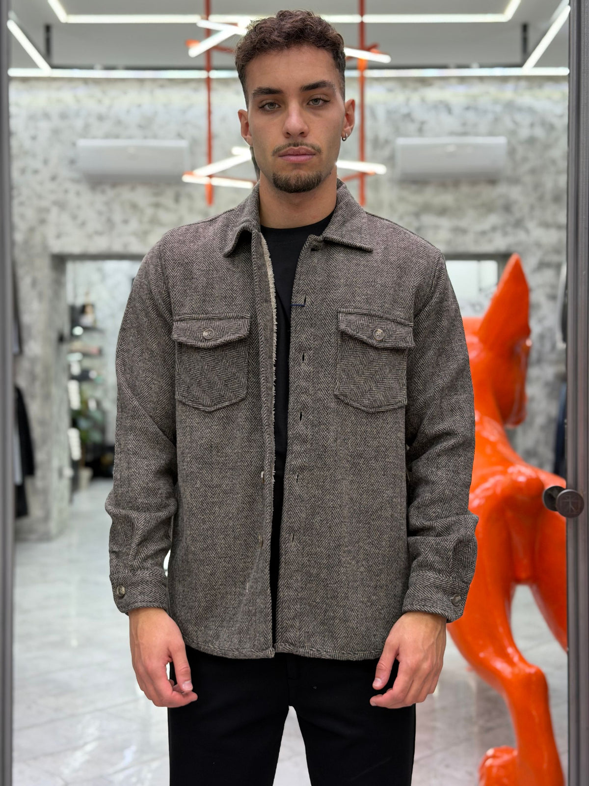 OVERSHIRT IN FLANELLA  SPIGATA CON ECOPELLICCIA ALL'INTERNO - REGULAR FIT 27W14OS FLA1011