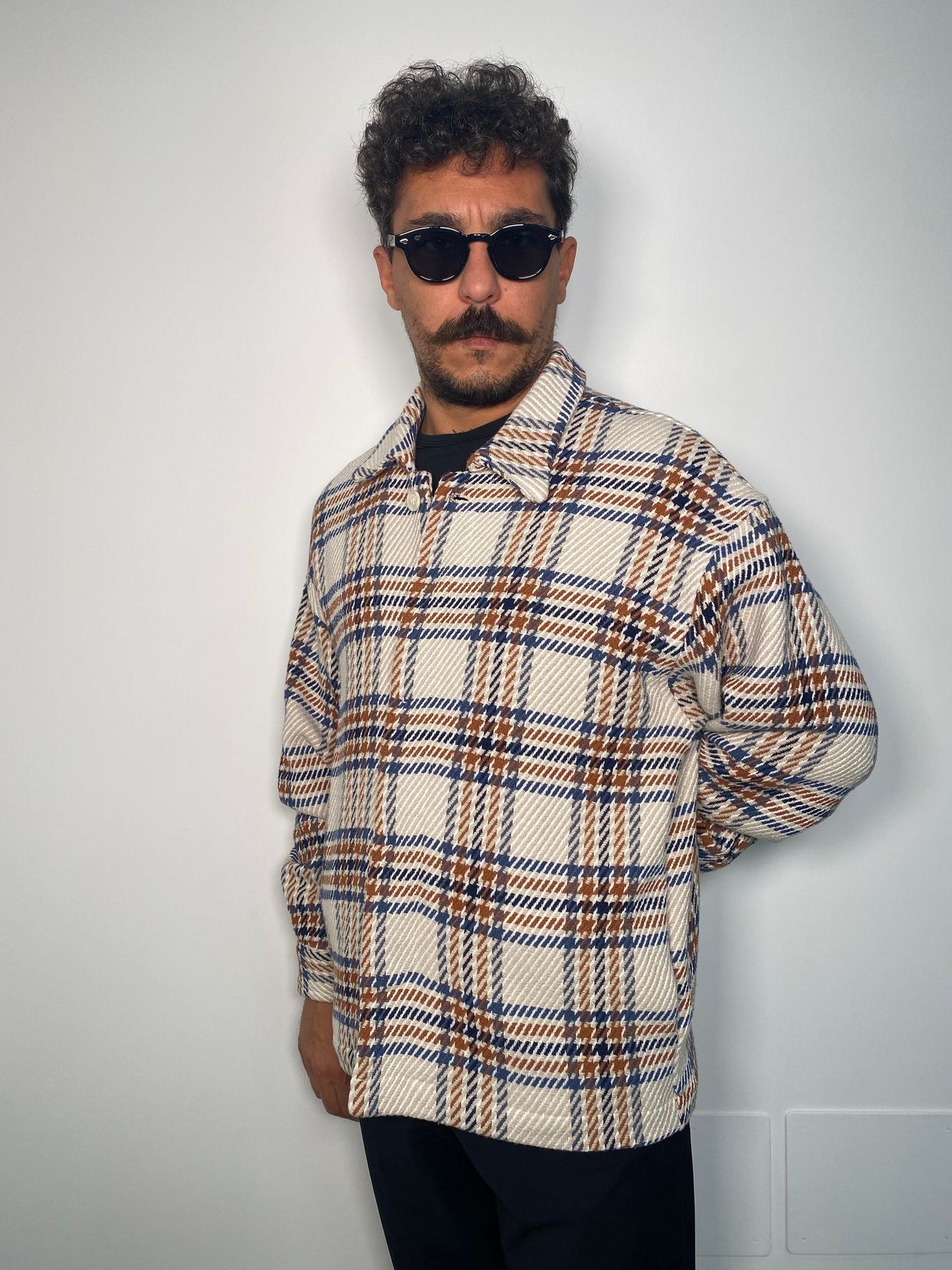 OVERSHIRT IN MISTO LANA CON TRAMA PRINCIPE DI GALLES - OVERSIZE FIT