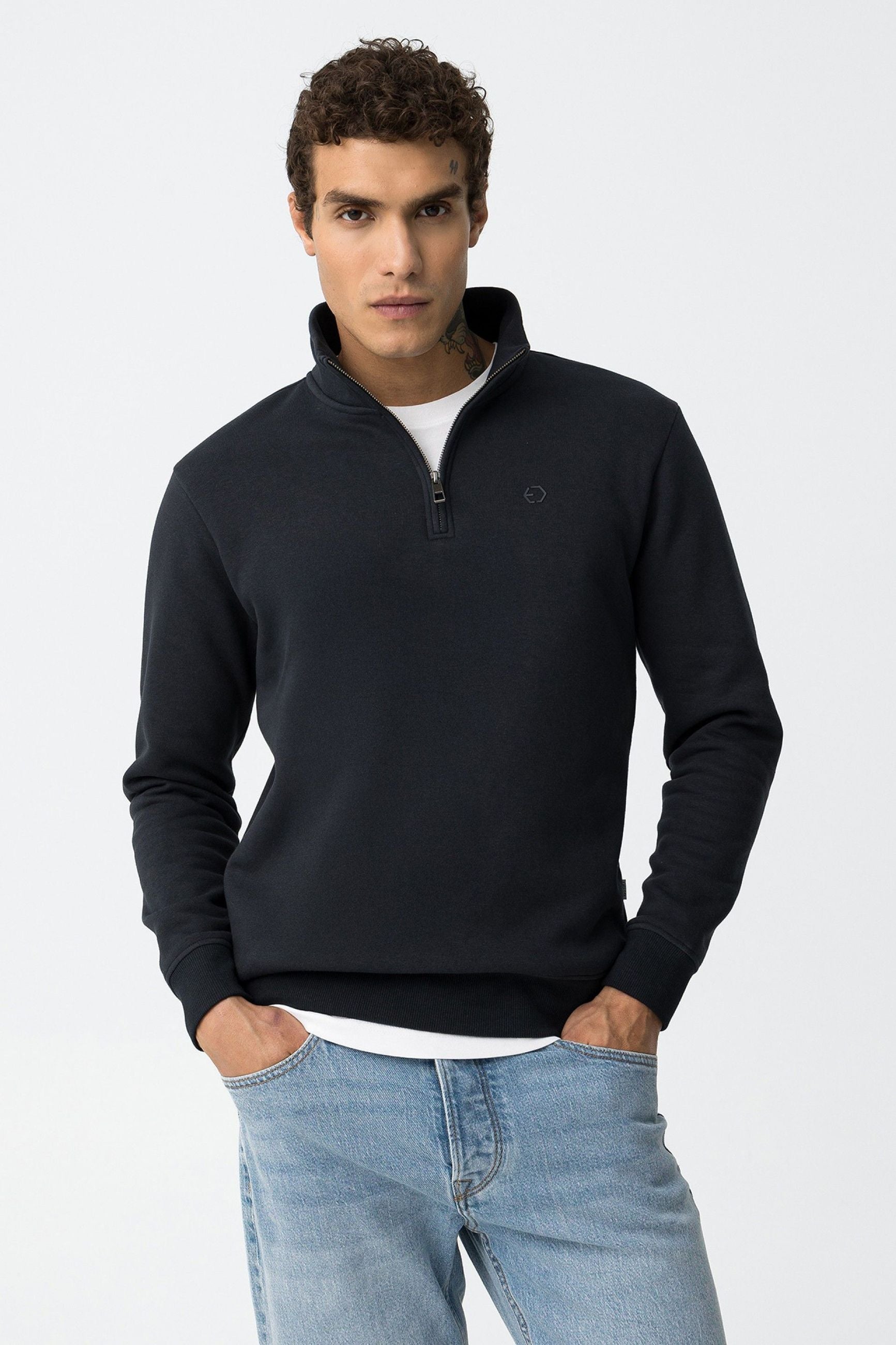 FELPA JAMIR MEZZA ZIP - COMFORT FIT 10061521.BLU