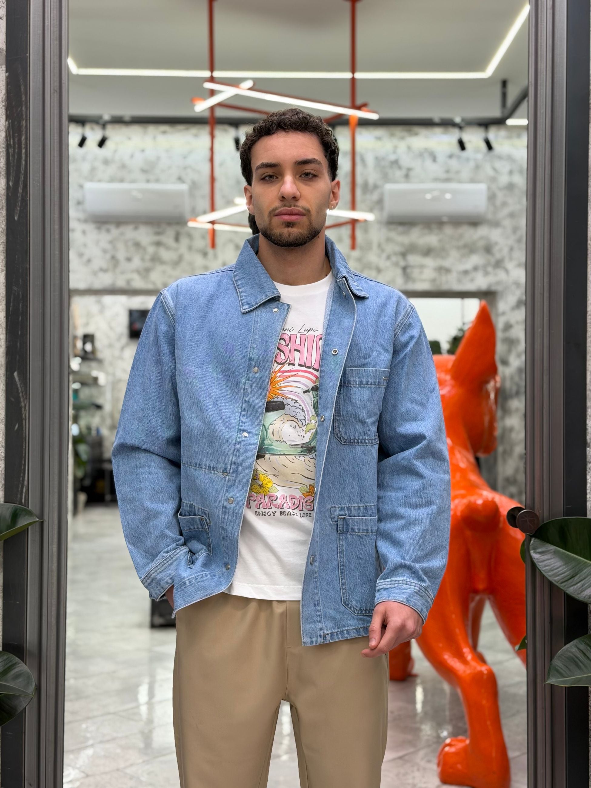 OVERSHIRT IN DENIM TAGLIO GIACCA CON TASCHE A TOPPA - REGULAR FIT GL2532YH.DEN