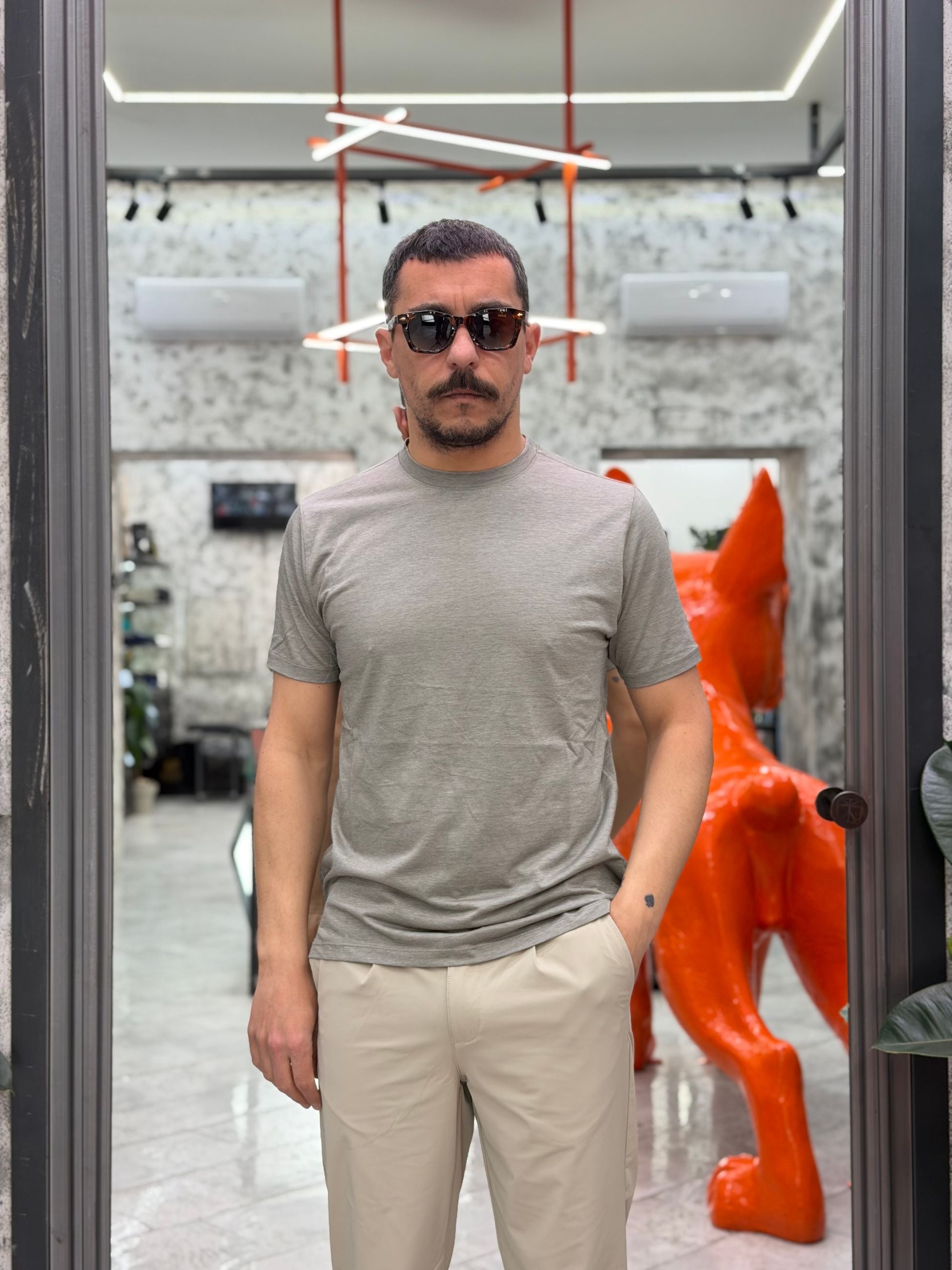 T-SHIRT IN MORBIDO COTONE EFFETTO FIAMMATO - REGULAR FIT TE3237SS.SAL