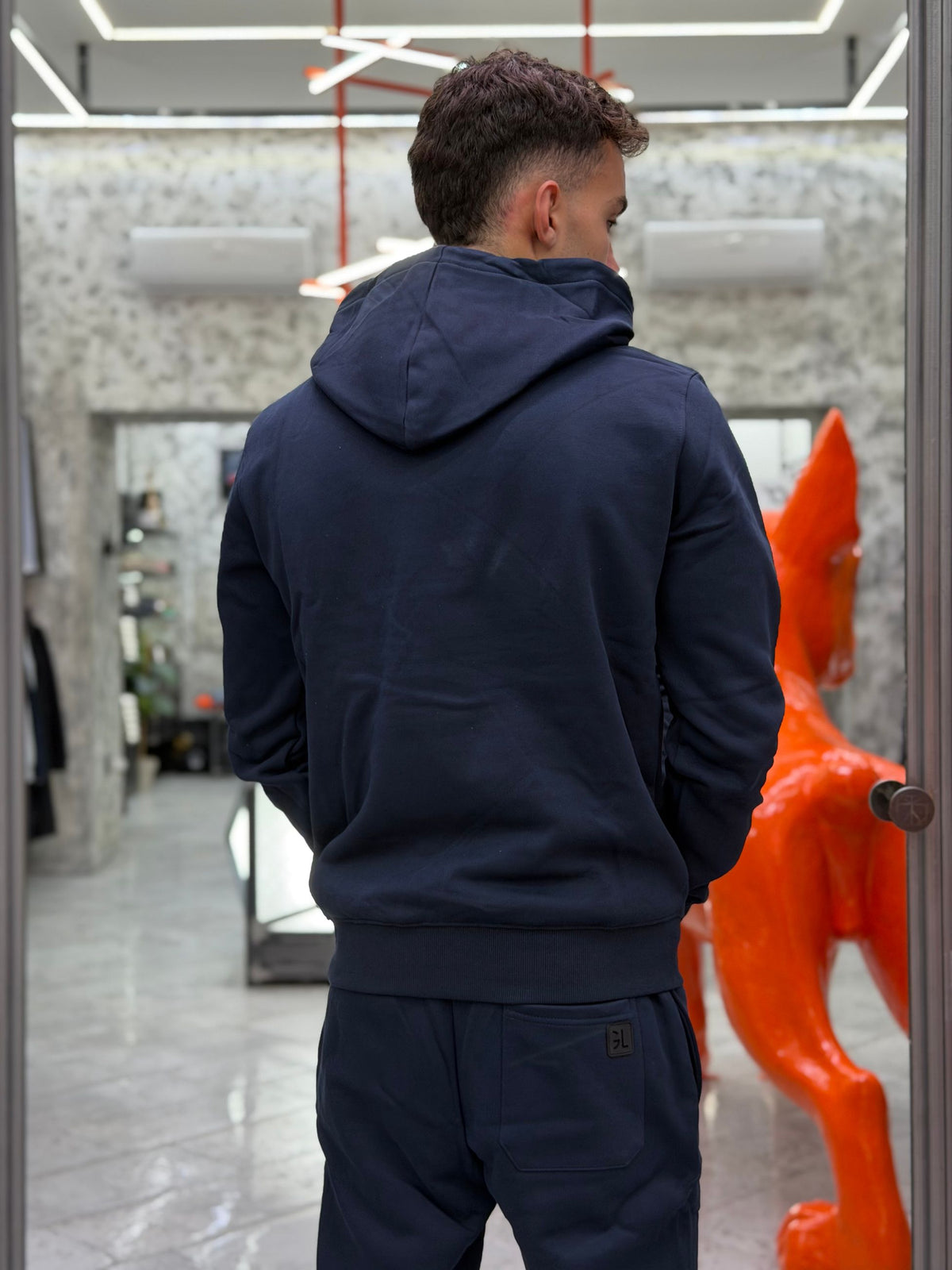 FELPA BASIC DA COMPLETO CON CAPPUCCIO E TASCONE FRONTALE - REGULAR FIT GL2242F-F26.BLU
