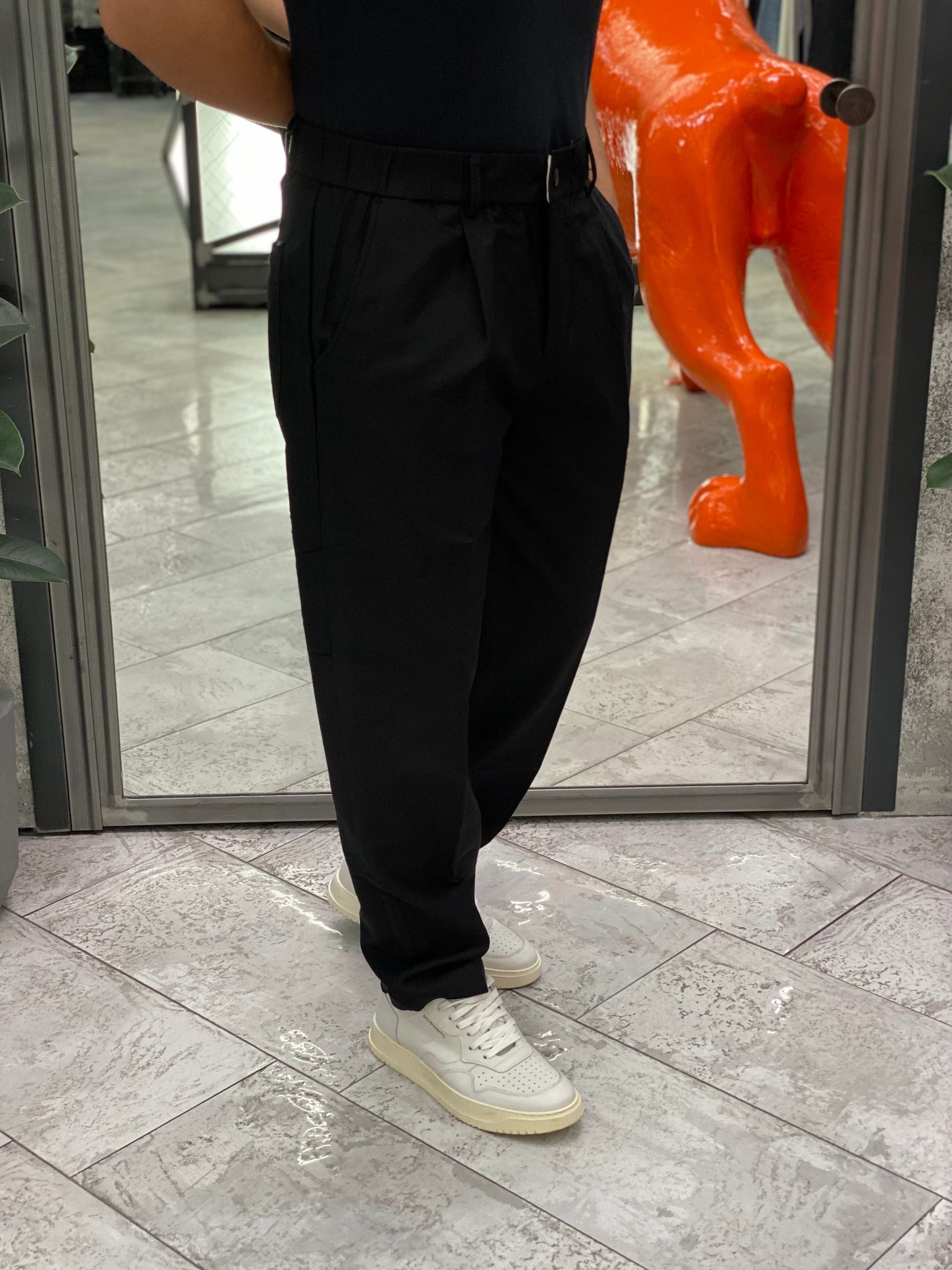 PANTALACCIO CON CHIUSURA BOTTONE E TASCA AMERICA - RELAXED FIT GL5203BD.NER