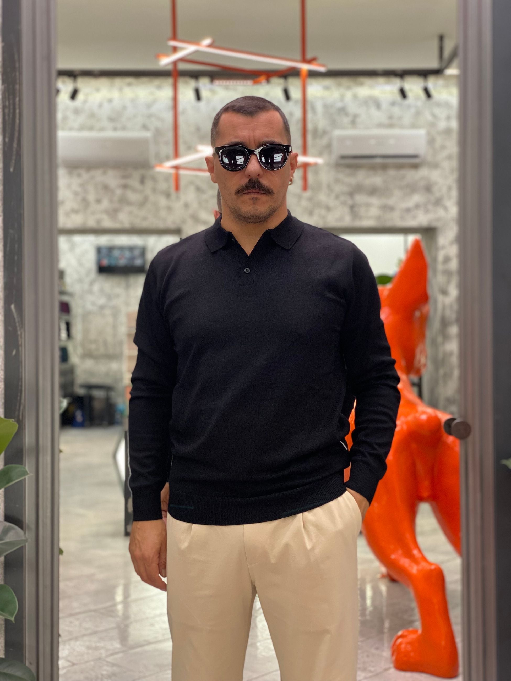 POLO MANICA LUNGA 2 BOTTONI IN MORBIDA VISCOSA - REGULAR FIT MI3057SS.NER