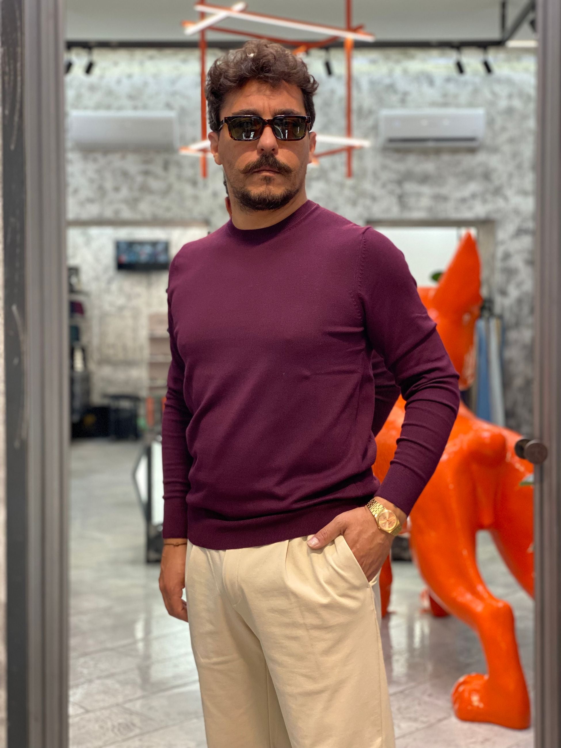 MAGLIA GIROCOLLO FINEZZA 12 IN MISTO CASHMERE - SLIM FIT MK9900113.BOR