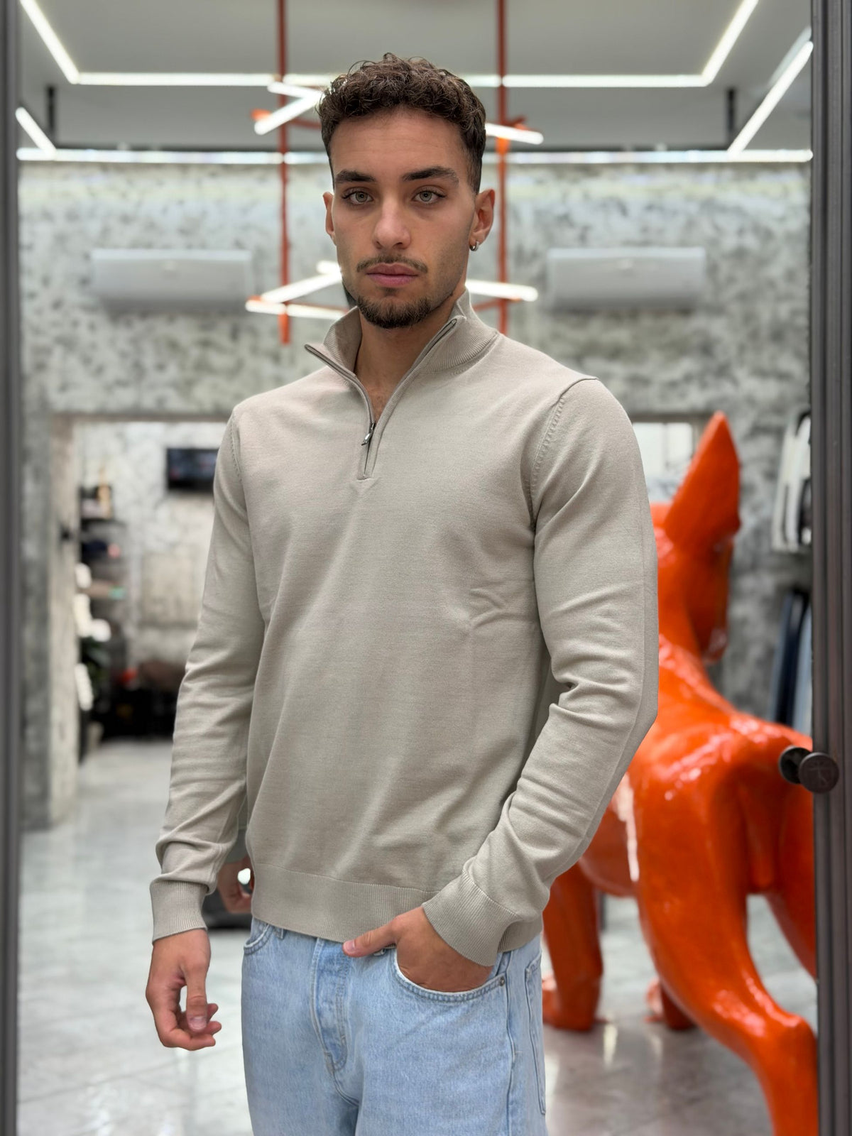 MAGLIA MEZZA ZIP FINEZZA 12 IN MORBIDA VISCOSA - SLIM FIT MK9900018.TAU
