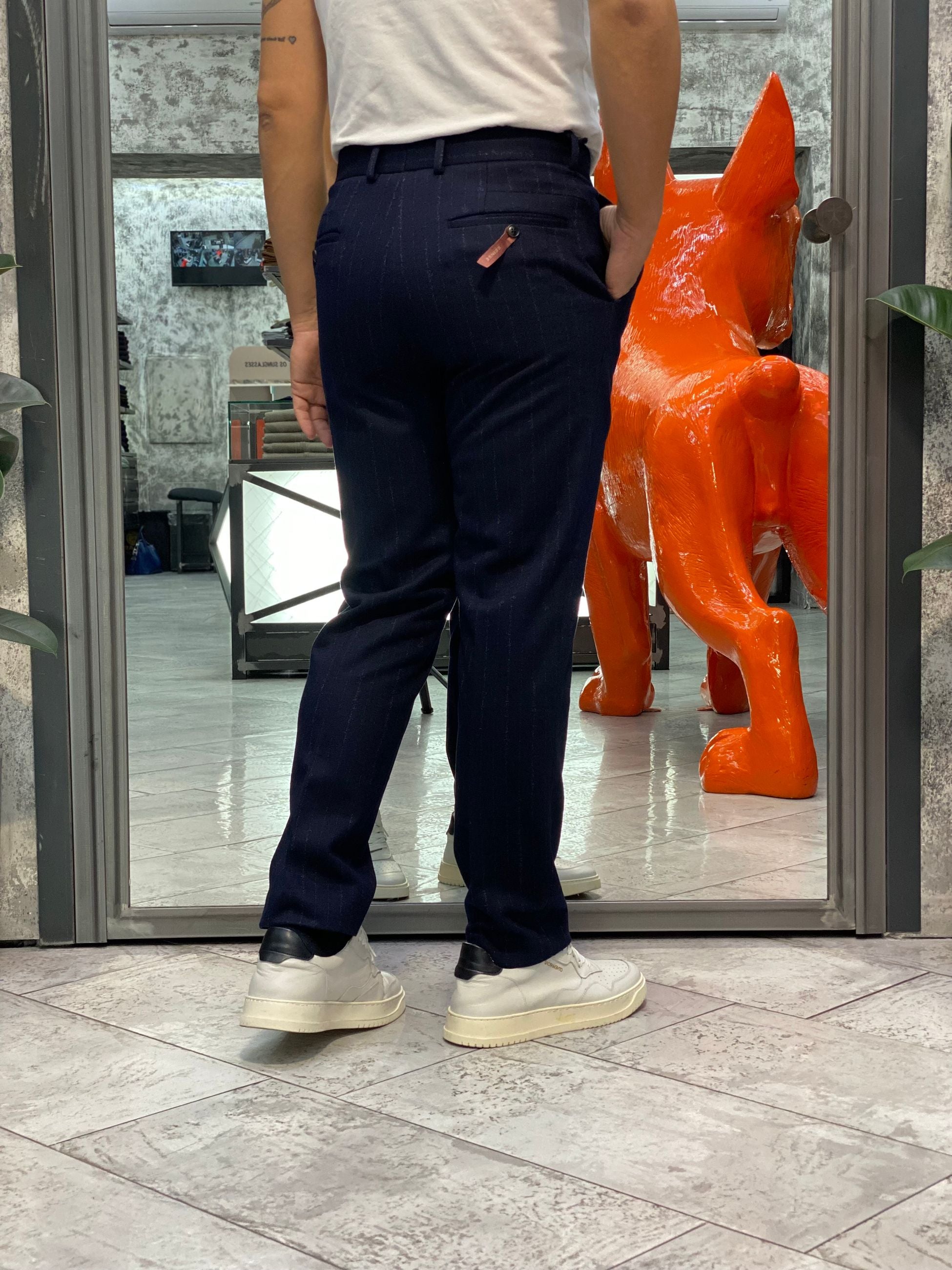 PANTALONE SARTORIALE DA COMPLETO IN FANTASIA GESSATO DEGRADE' - REGULAR FIT PSI1466SS.BLU