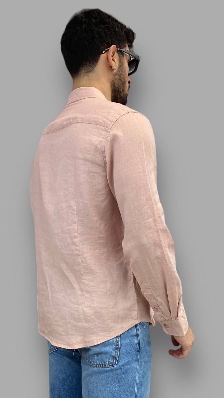 CAMICIA BASIC COLLO ALL'ITALIANA IN 100% LINO - REGULAR FIT / + COLORI