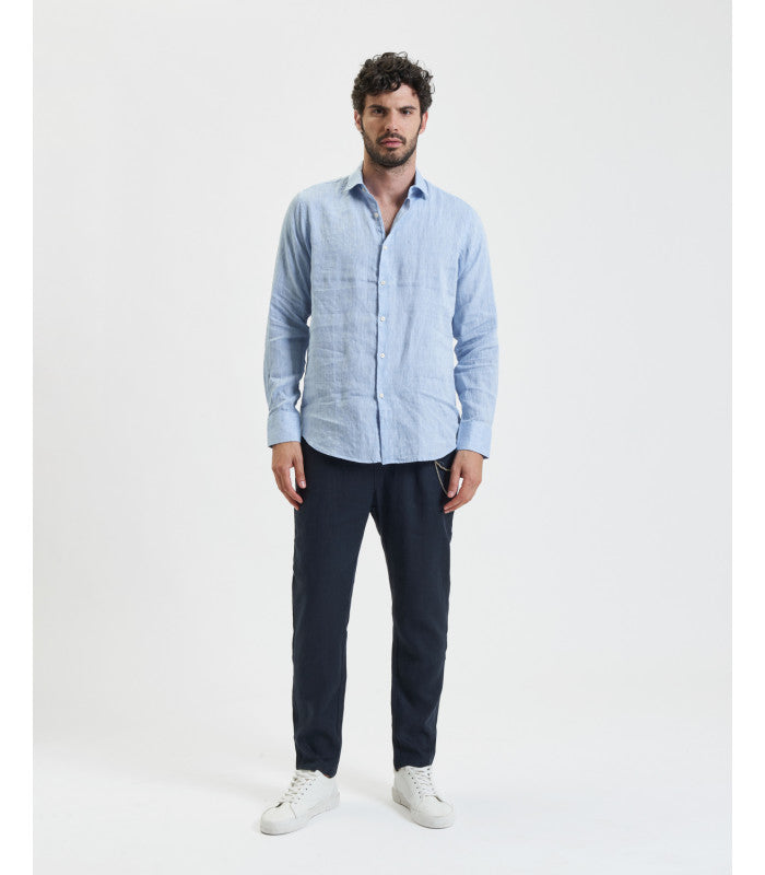 PANTALACCIO IN 100% LINO CON ACCESSORIO CATENA REMOVIBILE - REGULAR FIT FJ3270-S25.BLU