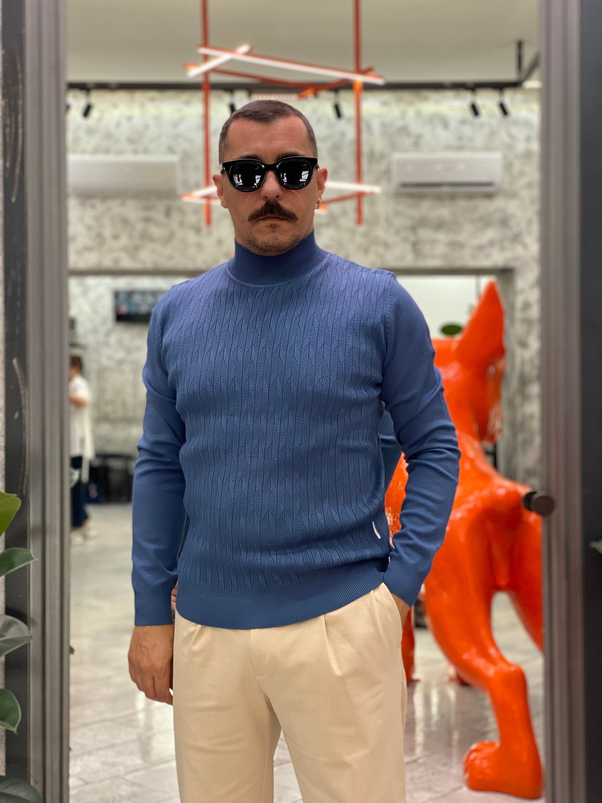MAGLIA LUPETTO IN MORBIDA VISCOSA CON TRAMA ZIG ZAG - REGULAR FIT MI3085SS.DEN