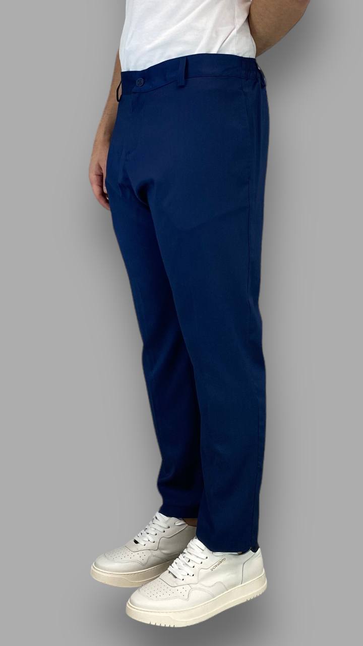 PANTALONE ELEGANTE IN TESSUTO EFFETTO SPIGATO CON COULISSE IN VITA - REGULAR FIT