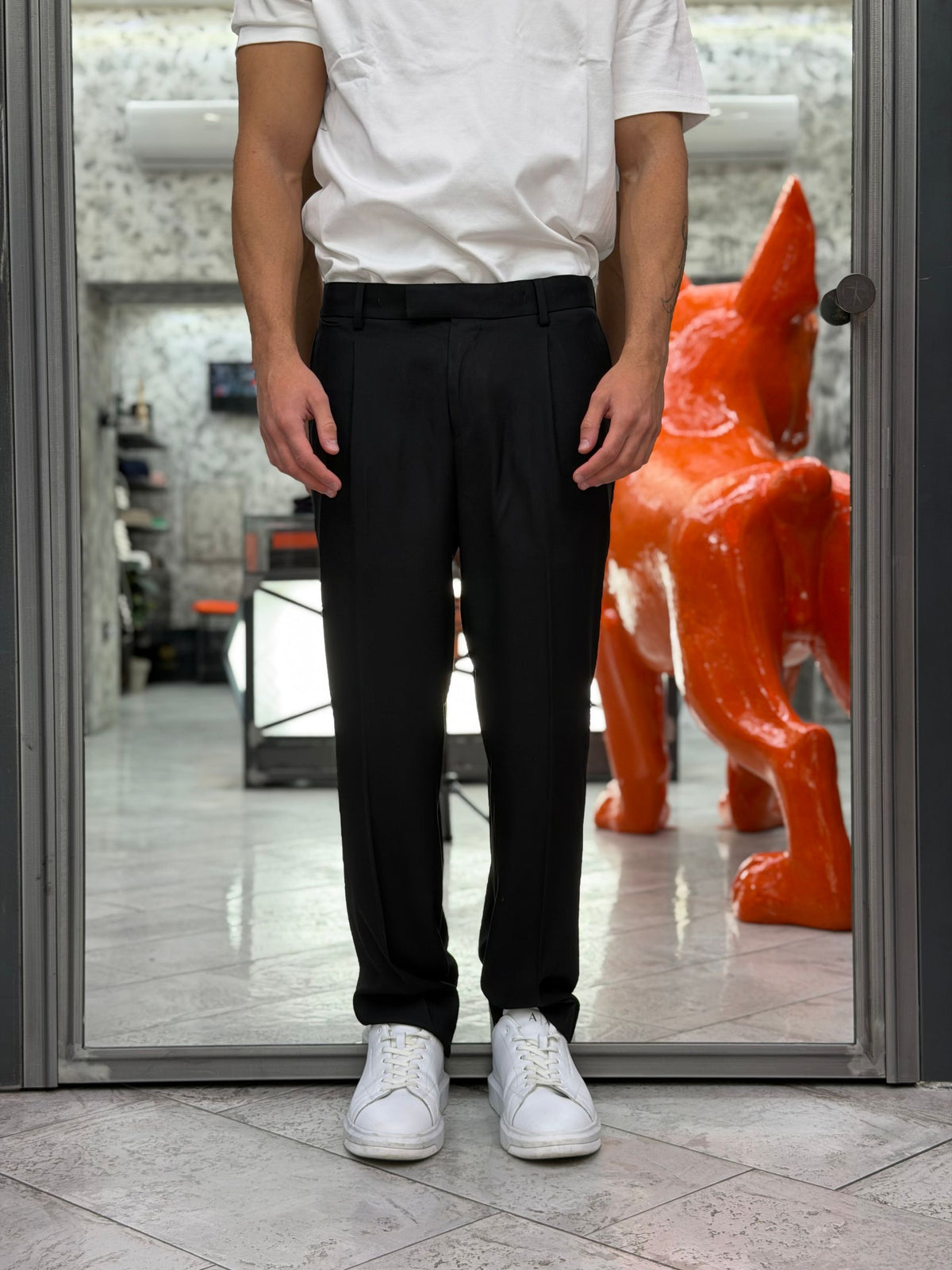 PANTALACCIO DA COMPLETO IN TESSUTO ELEGANTE CON PINCE ED ELASTICO SUL RETRO - COMFORT FIT PSI1572SS.NER