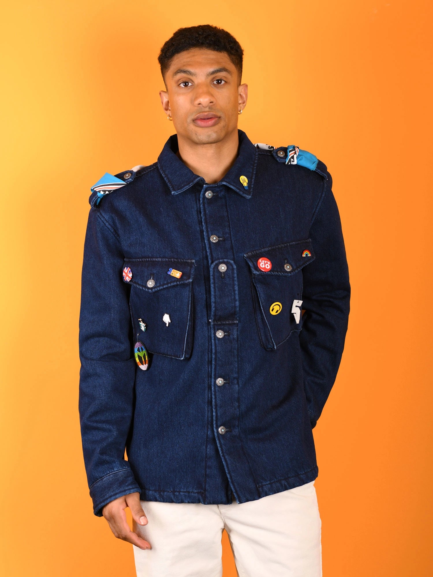 OVERSHIRT DENIM CON SPILLE E FOULARD ED INTERNO TEDDY - REGULAR FIT M252272-30