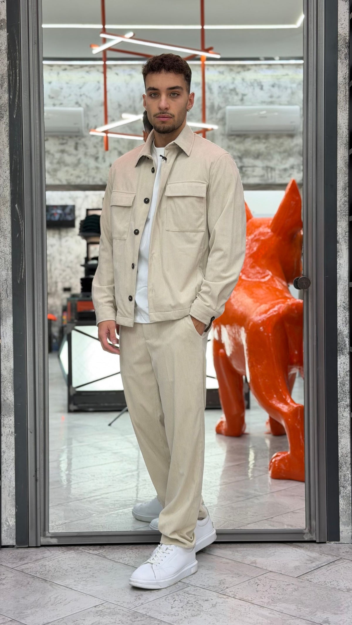 PANTALONE DA COMPLETO IN VELLUTO CON ELASTICO IN VITA - REGULAR FIT PSI1579SS.PIE