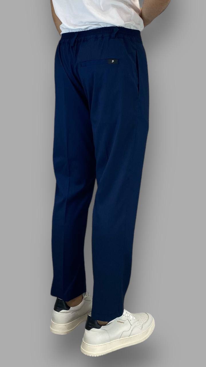 PANTALONE ELEGANTE IN TESSUTO EFFETTO SPIGATO CON COULISSE IN VITA - REGULAR FIT