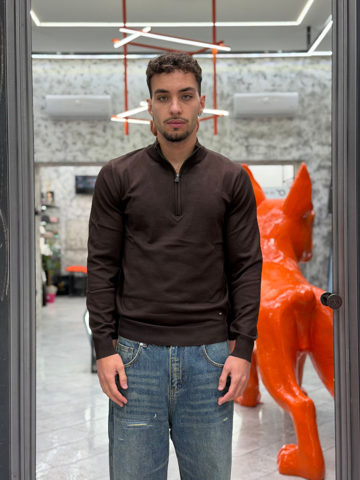 MAGLIA LUPETTO MEZZA ZIP IN MORBIDA VISCOSA - REGULAR FIT GL35136GZ-F26.COF