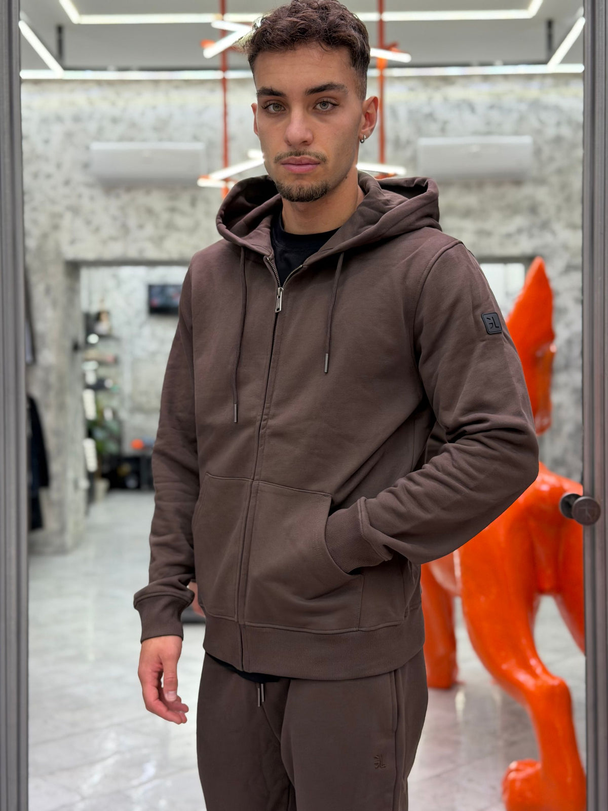 FELPA APERTA CON ZIP E CAPPUCCIO  - REGULAR FIT GL2243F-F26.COF