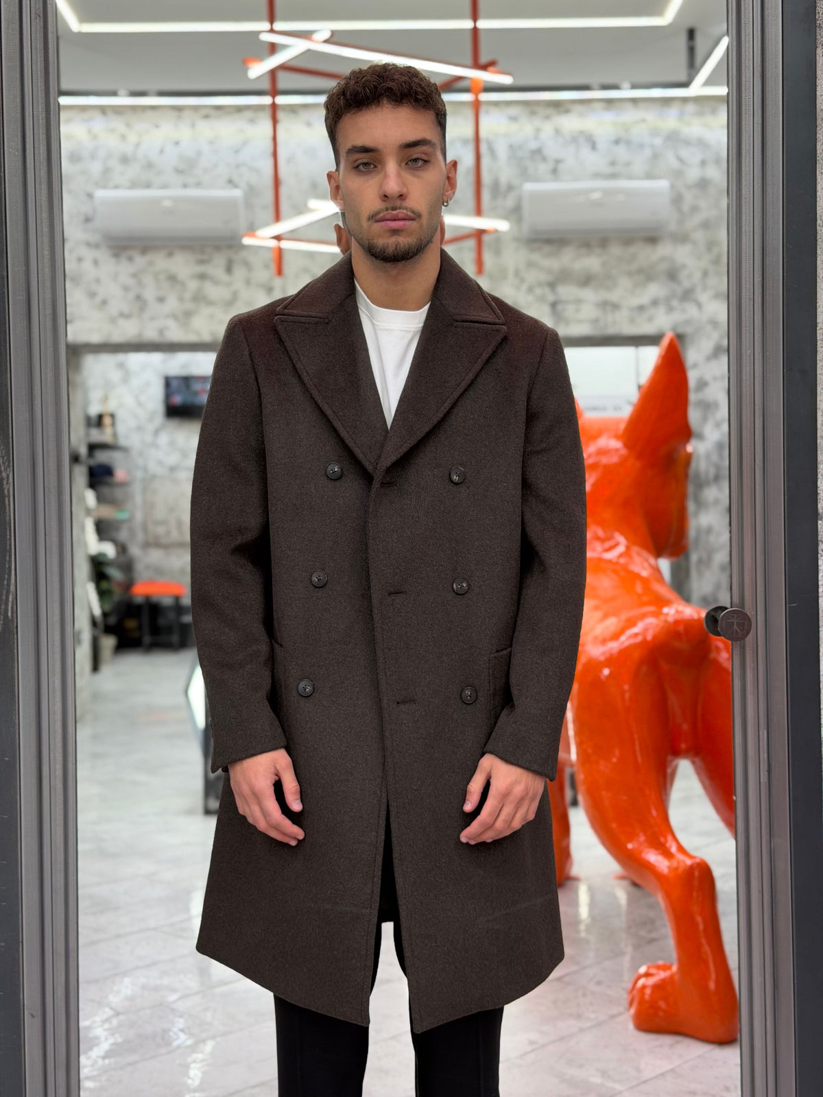 CAPPOTTO DOPPIOPETTO CON REVERS A LANCIA E TASCHE A TOPPA - REGULAR FIT CP76SS.MOR