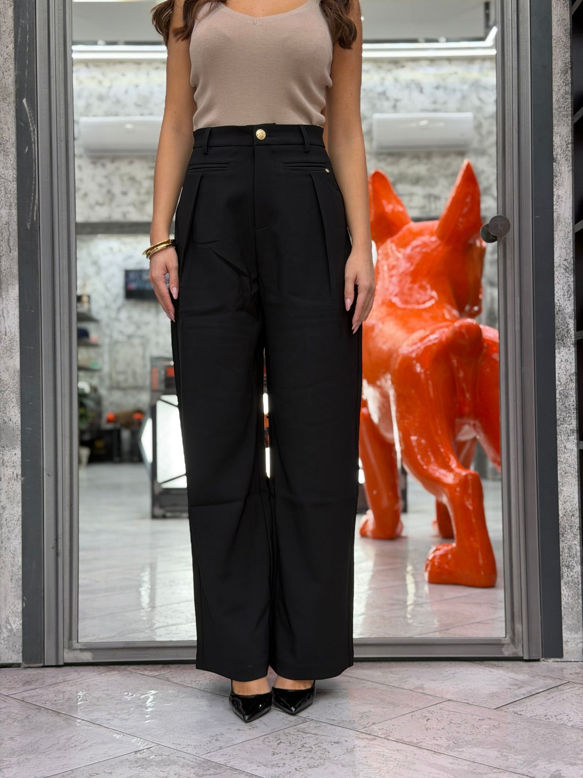 PANTALONE IN TESSUTO ELEGANTE ELASTICIZZATO - WIDE LEG FIT GLD7035PA.NER