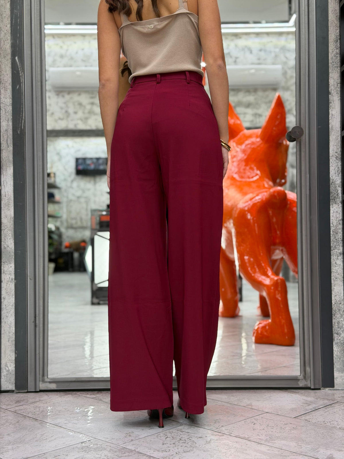 PANTALONE IN TESSUTO ELEGANTE ELASTICIZZATO - WIDE LEG FIT GLD7035PA.BOR
