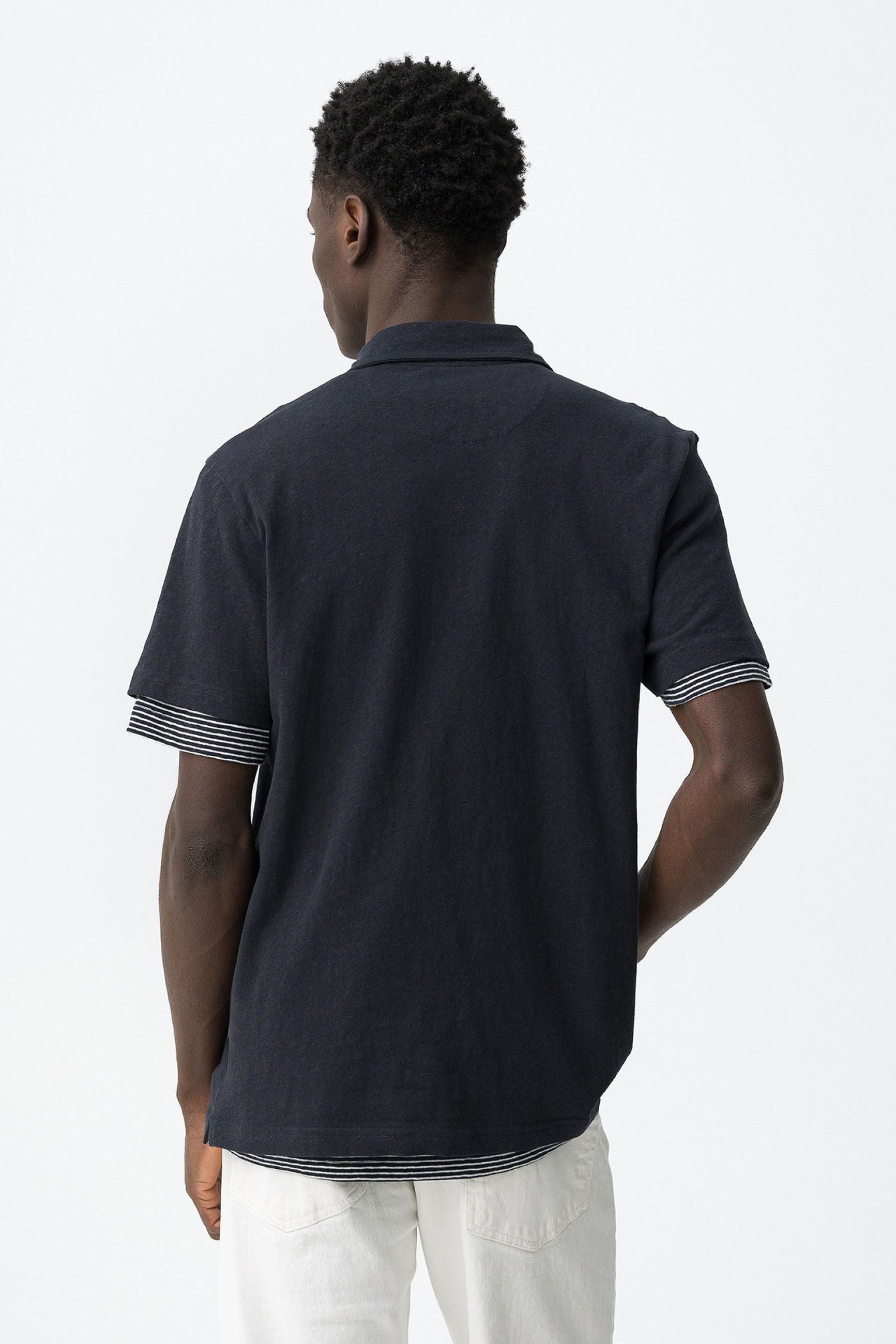 POLO FOREST IN MISTO LINO/COTONE - REGULAR FIT 10065753.BLU