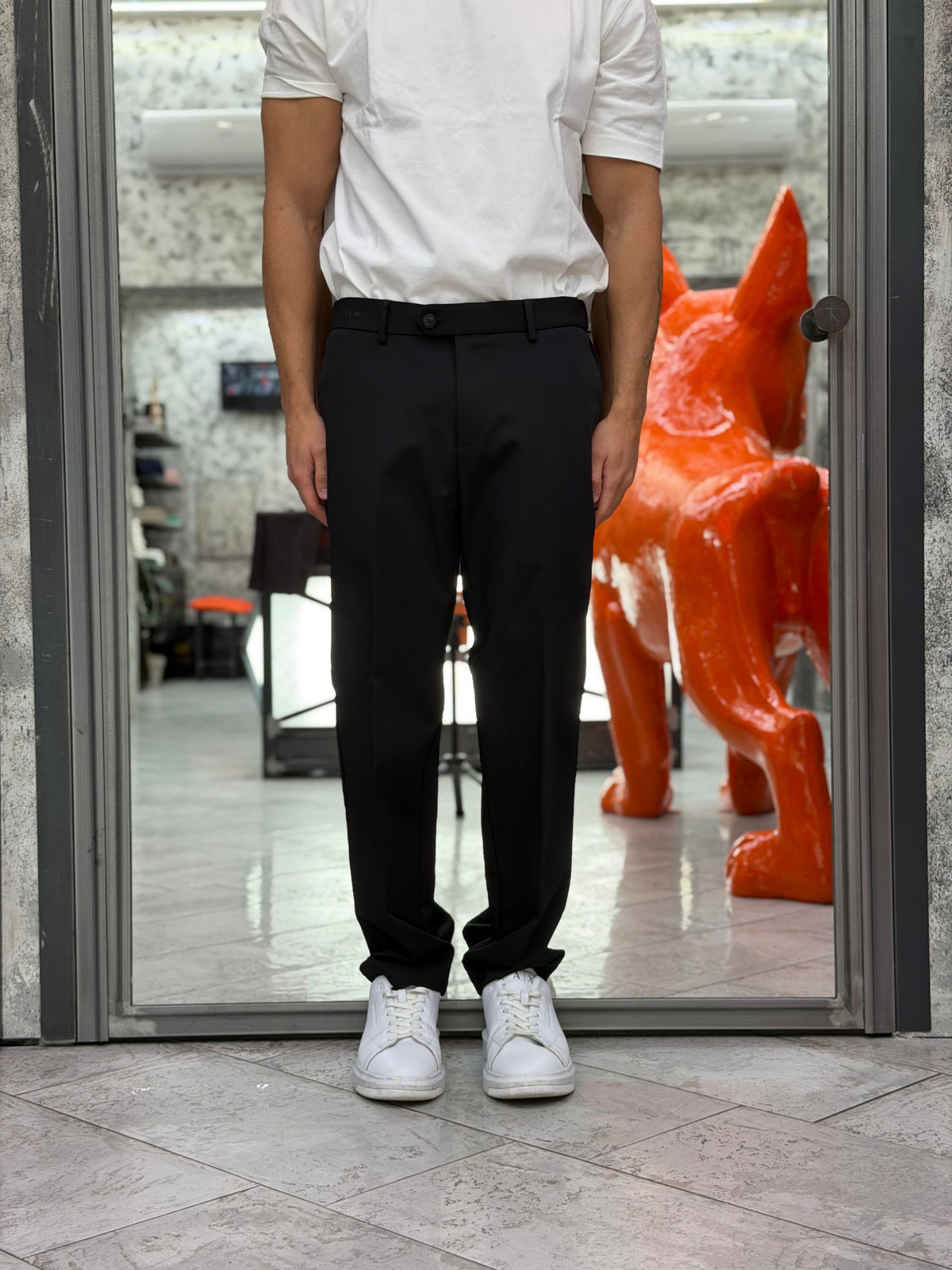 PANTALONE DA COMPLETO IN TESSUTO TECNICO ELASTICIZZATO CON ELASTICI SUI FIANCHI - REGULAR FIT PSI1586SS.NER