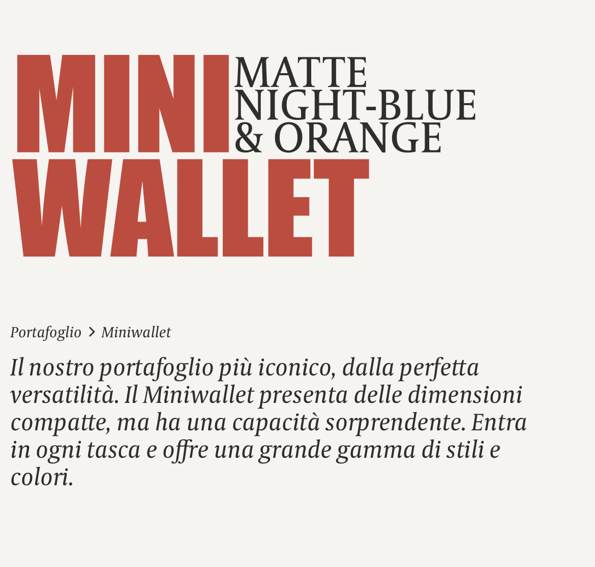 MINIWALLET PORTA CARTE E BANCONOTE IN MORBIDA PELLE OPACA CON CUCITURE IN CONTRASTO MM-NIGHTBLUE&ORANGE