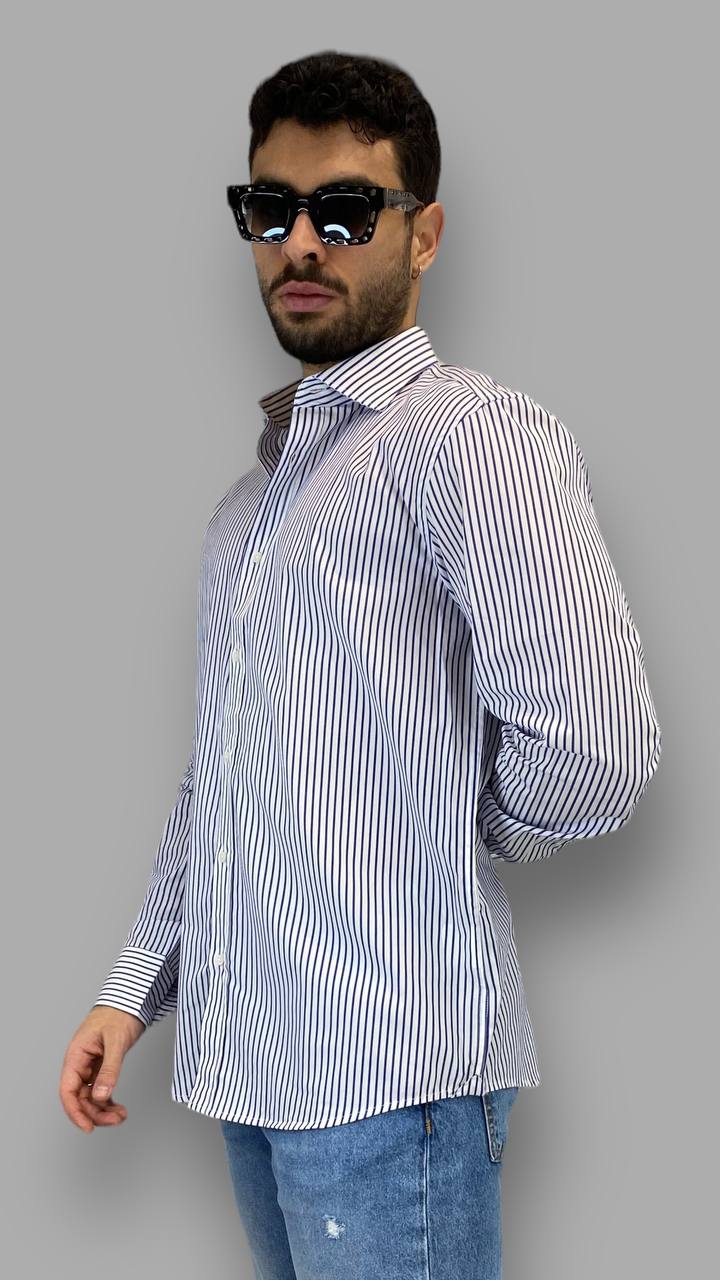 CAMICIA IN COTONE A RIGHE STRETTE - REGULAR FIT