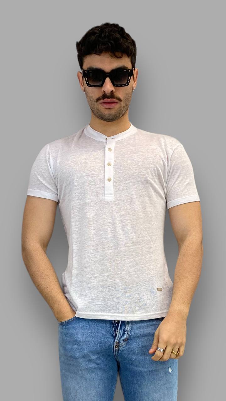 T-SHIRT BASIC 100%LINO MODELLO SERAFINO - REGULAR FIT