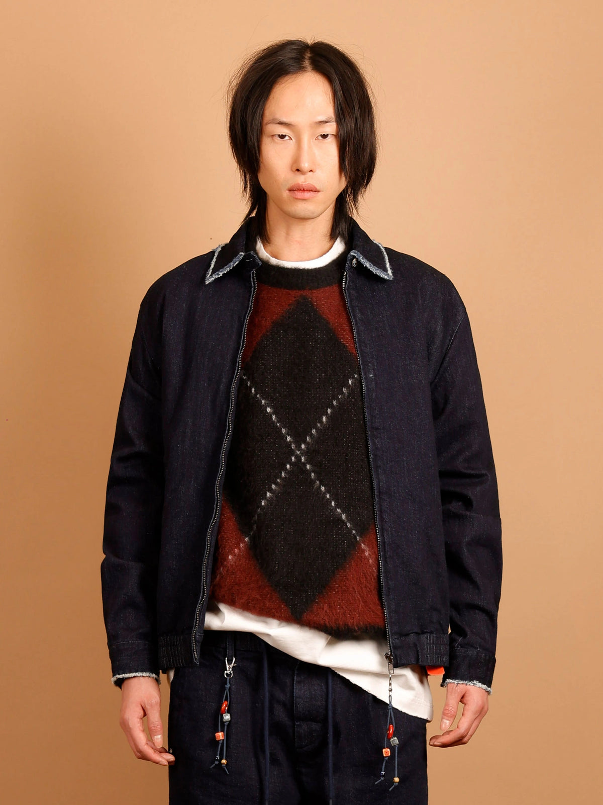 BOMBER IN JEANS CON MAXI TASCHE FRONTALI E COLLETTO OXFORD SFRANGIATO - REGULAR FIT M-262338