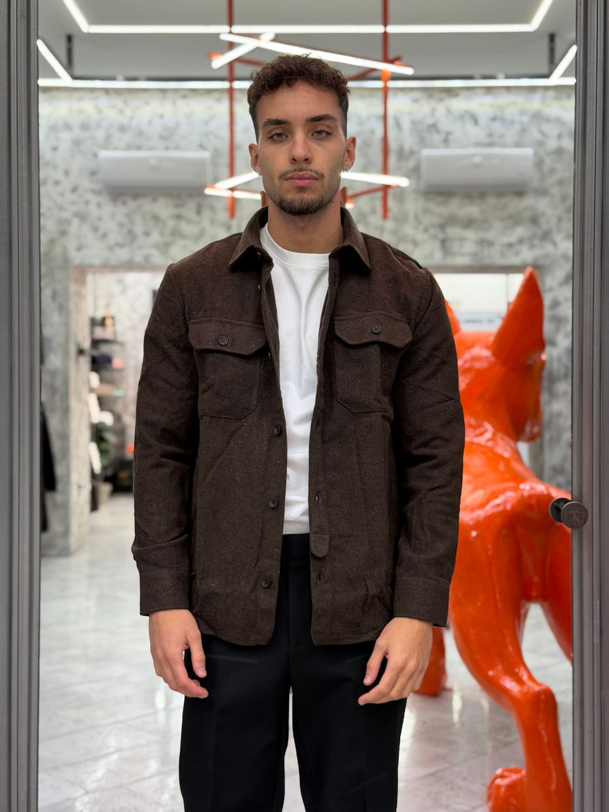 OVERSHIRT IN FLANELLA CON TASCHE A TOPPA - REGULAR FIT CI1163SS.MOR