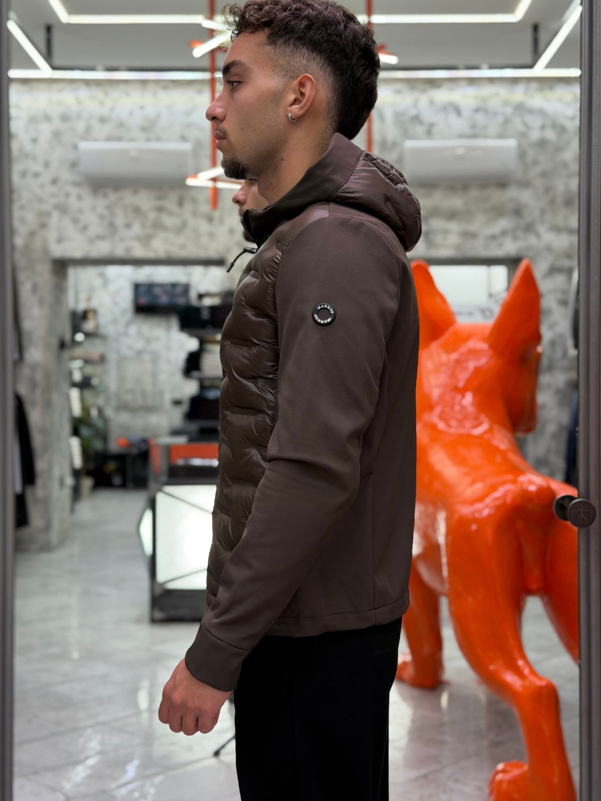 GIUBBINO NYLON CON CAPPUCCIO TRAPUNTATO IN TESSUTO SOFTSHELL STRETCH - REGULAR FIT MK9940015-26.MOR