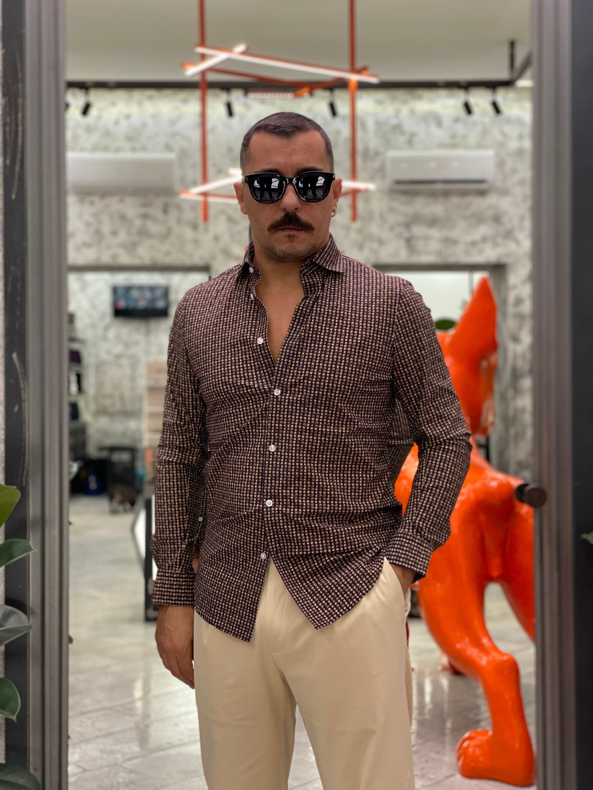 CAMICIA NO STIRO ELASTICIZZATA MICRO FANTASIA - SLIM FIT CI1070SS