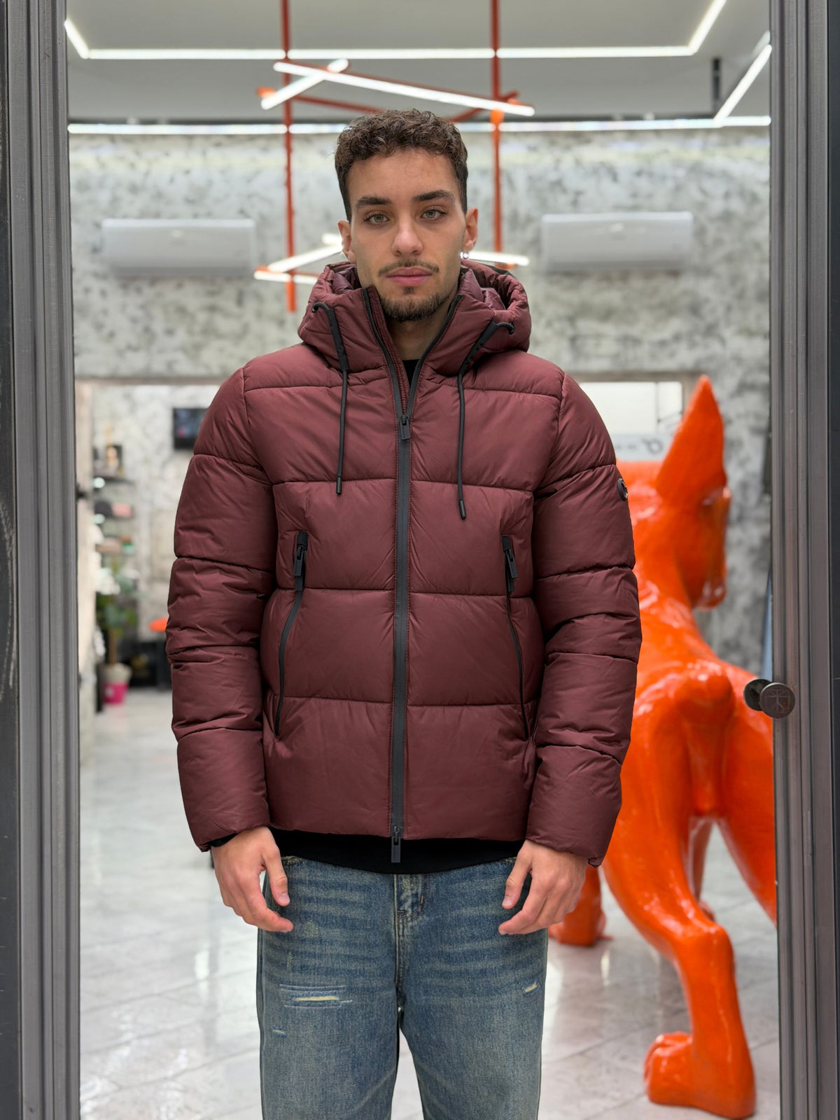 GIUBBINO PUFFER CORTO IN MICROFIBRA STRETCH - REGULAR FIT MK2940053.BOR