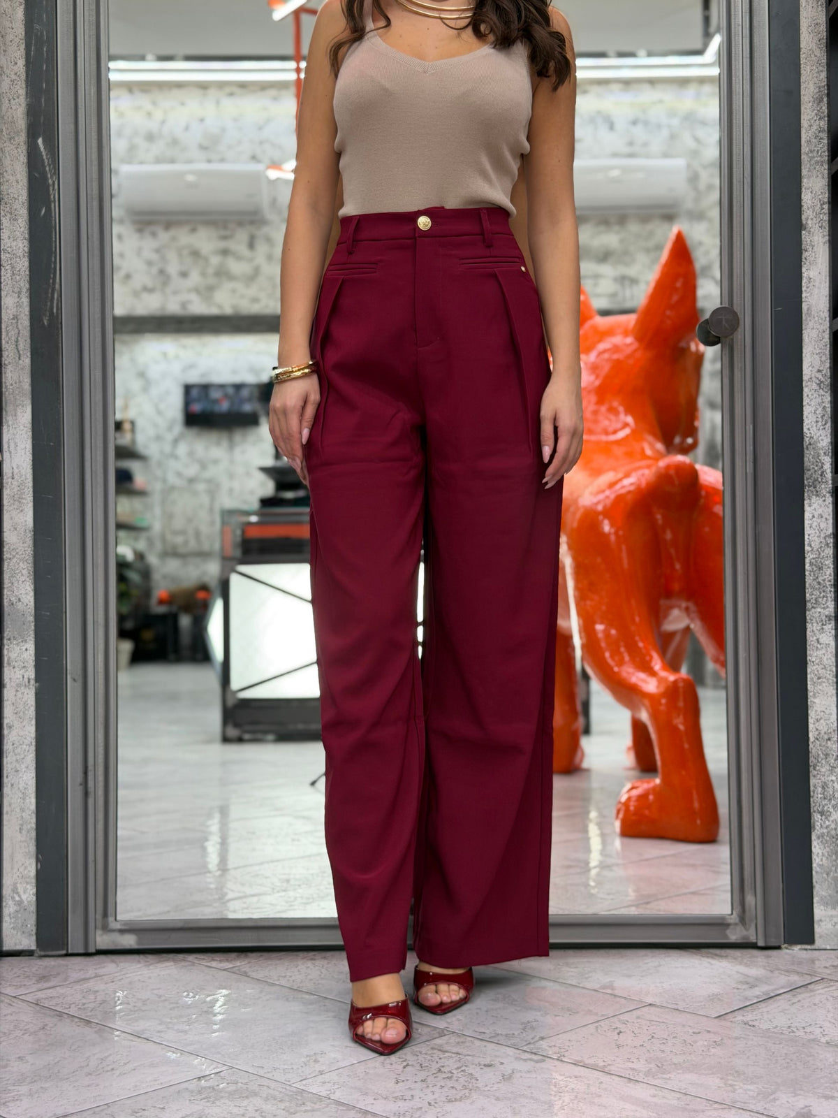 PANTALONE IN TESSUTO ELEGANTE ELASTICIZZATO - WIDE LEG FIT GLD7035PA.BOR