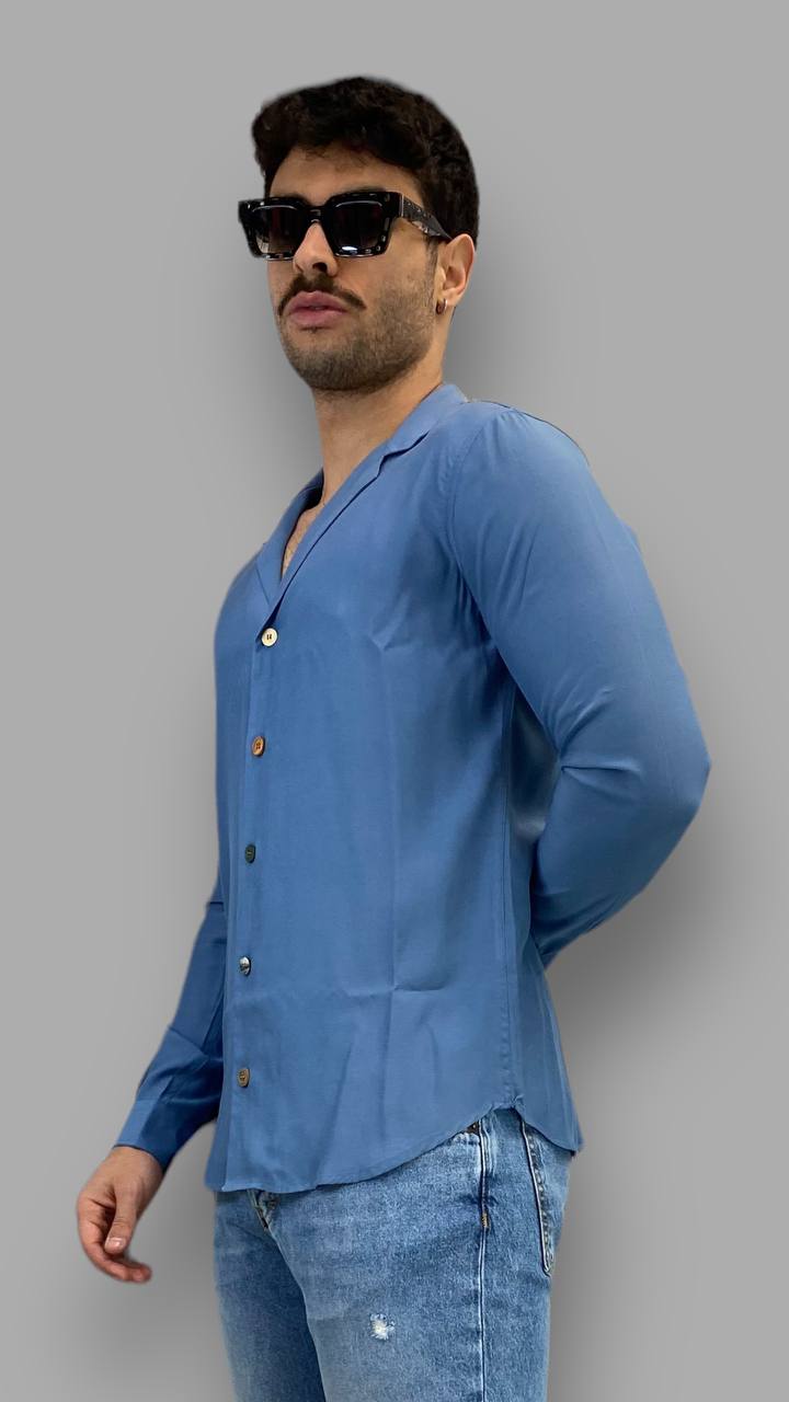 CAMICIA IN VISCOSA CON SCOLLATURA HAWAIANA - REGULAR FIT