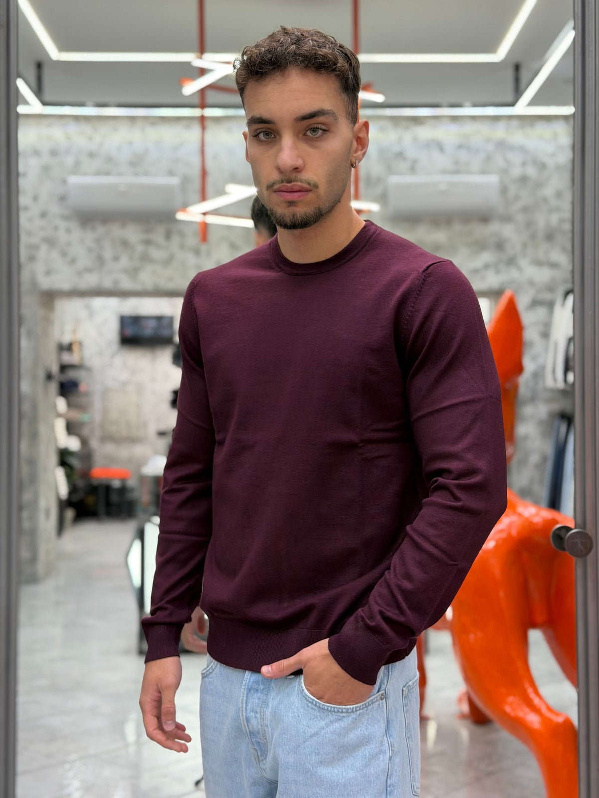 MAGLIA GIROCOLLO FINEZZA 12 IN MORBIDA VISCOSA - SLIM FIT MK20010-26.BOR