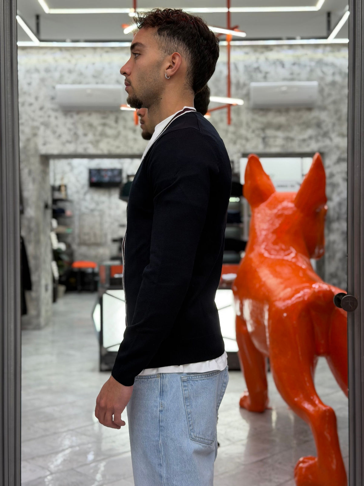 CARDIGAN IN MORBIDA VISCOSA CON CONTRASTO - REGULAR FIT MI3442SS.BLU