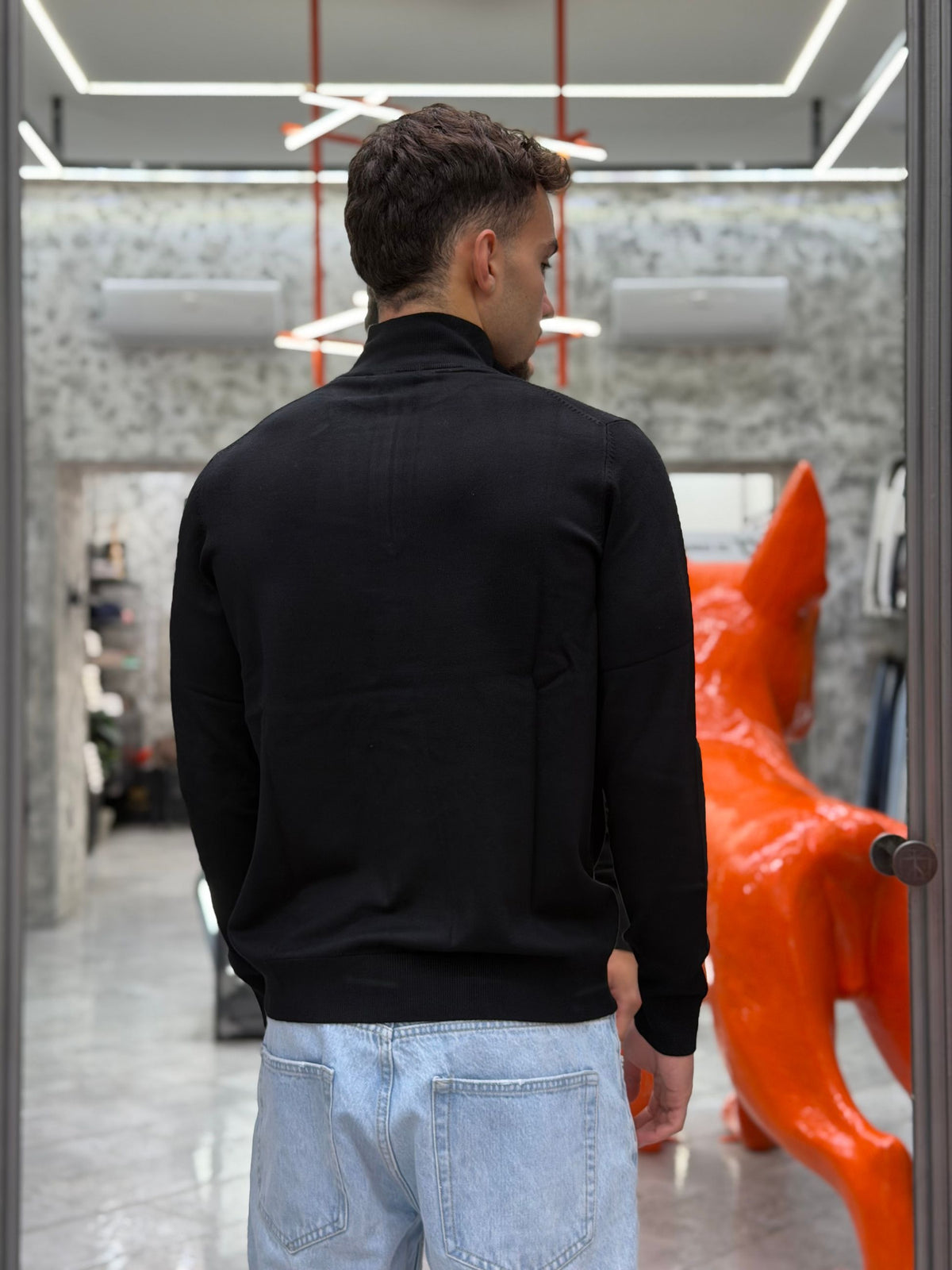 MAGLIA MEZZA ZIP FINEZZA 12 IN MORBIDA VISCOSA - SLIM FIT MK9900018.NER