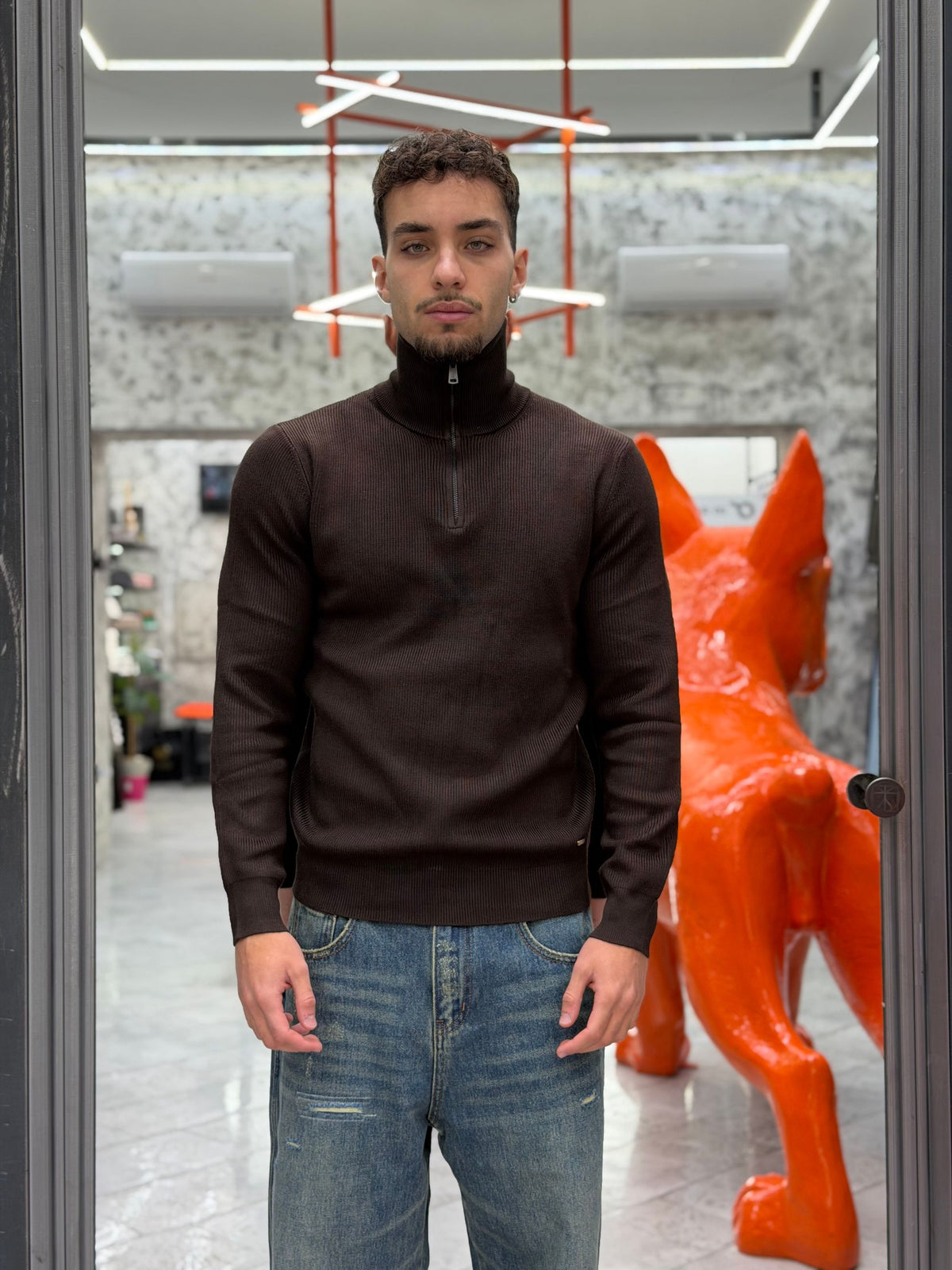MAGLIA MEZZA ZIP A COSTA INGLESE IN MISTO VISCOSA - REGULAR FIT GL35151GZ-F26.COF