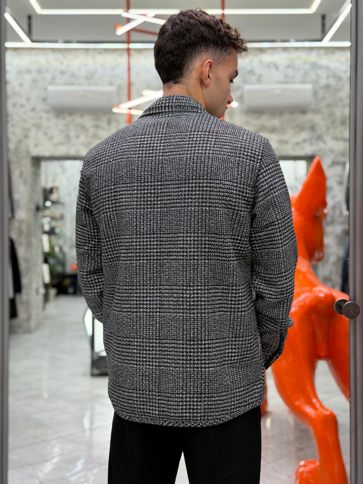 OVERSHIRT IN FLANELLA PRINCIPE DI GALLES CON ECOPELLICCIA ALL'INTERNO - REGULAR FIT 27W14OS FLA1012