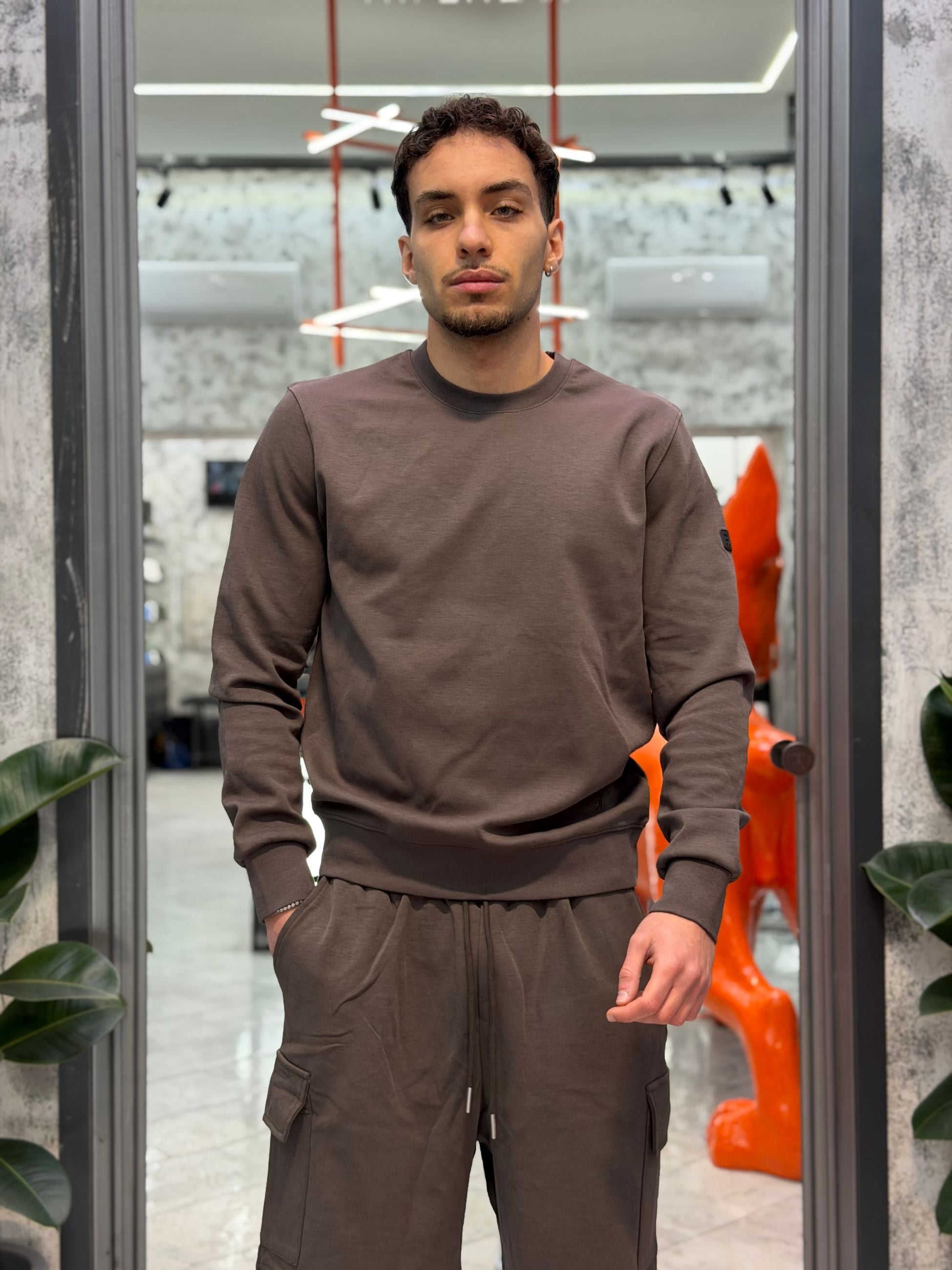 FELPA GIROCOLLO BASIC IN COTONE GARZATO - REGULAR FIT GL3001X-S26.MOR