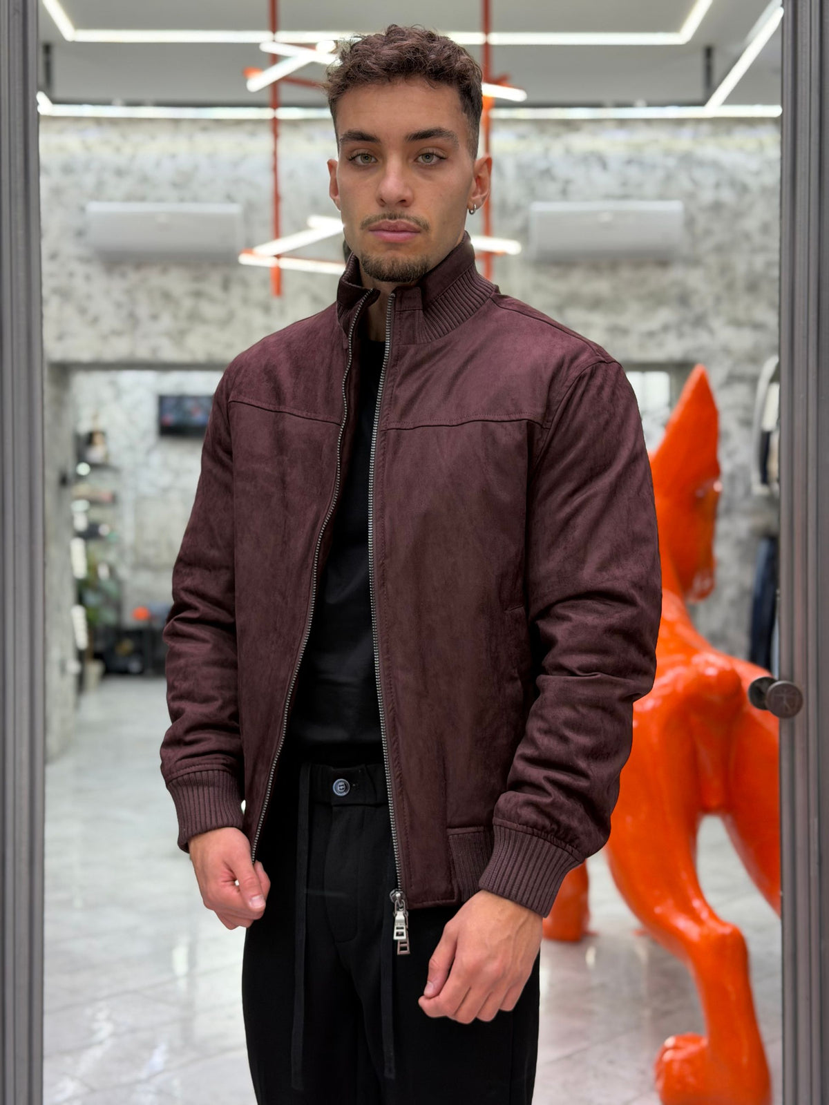 GIUBBINO IN ECORENNA CON COLLO AD IMBUTO ED ELASTICO AL FONDO - REGULAR FIT GBI1193SS.BOR