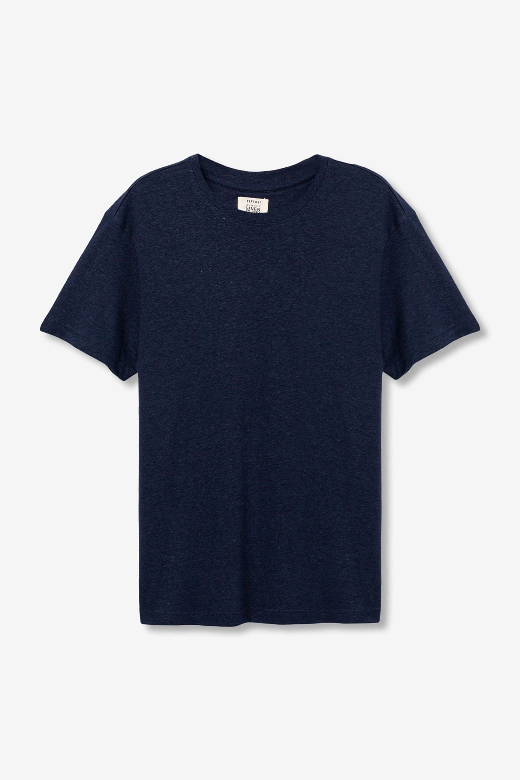 T-SHIRT FRANK IN MISTO LINO/COTONE - REGULAR FIT 10065748.BLU