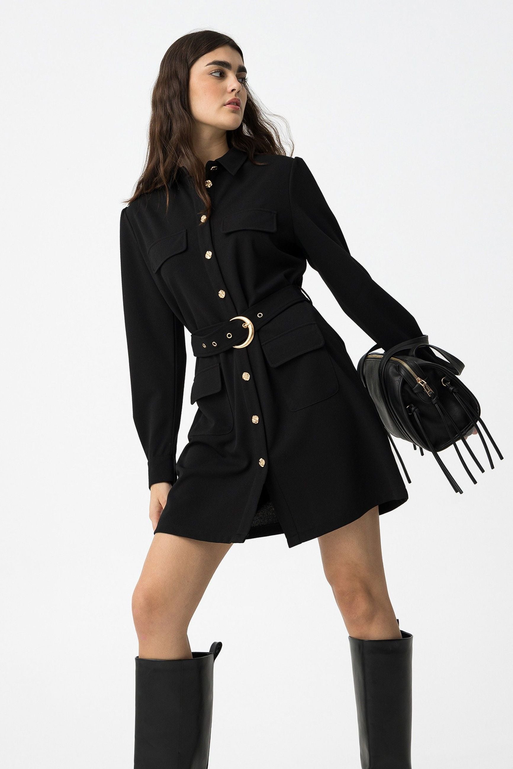 ABITO SILVY_1 CORTO MANICA LUNGA CON BOTTONI IN METALLO E CINTURA IN VITA - REGULAR FIT 10062897