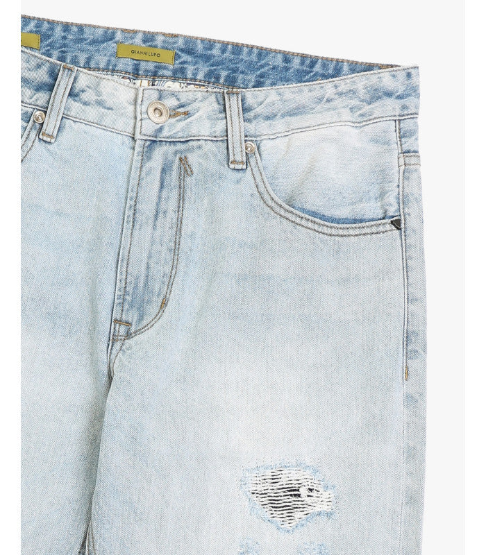 JEANS ALEX IN TELA FISSA LAVAGGIO CHIARO CON GRAFFI - STRAIGHT LEG GL6386Q