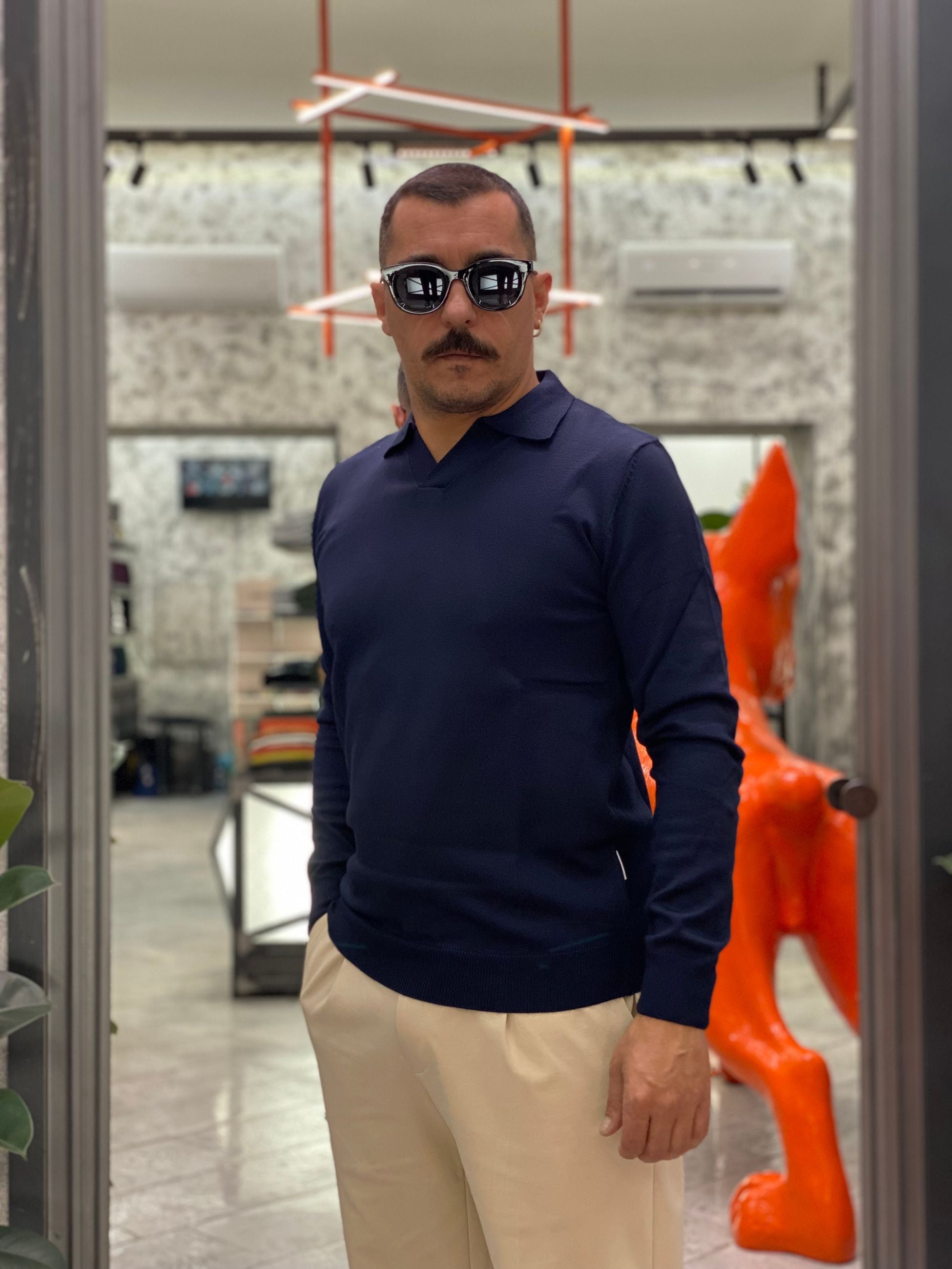 POLO DERBY MANICA LUNGA IN MORBIDA VISCOSA - REGULAR FIT MI3143SS.BLU