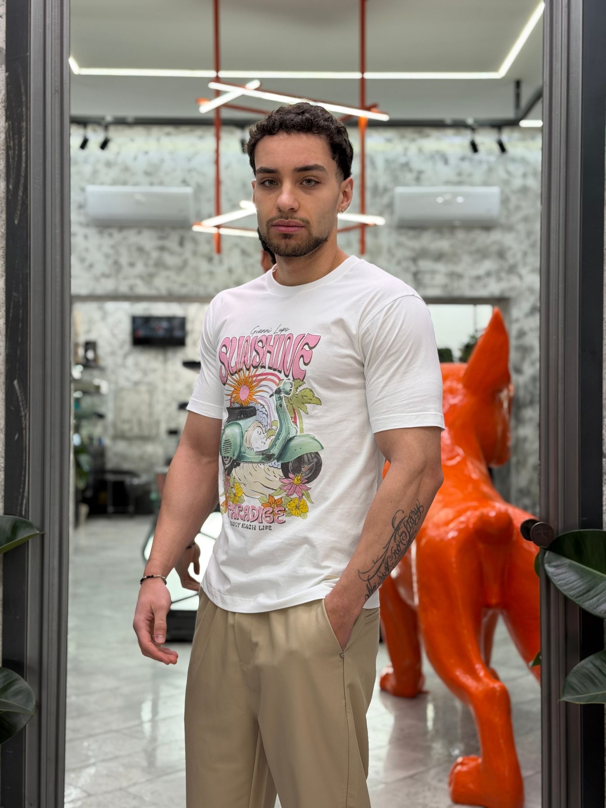 T-SHIRT IN 100% COTONE CON STAMPA VESPA - REGULAR FIT GL662W