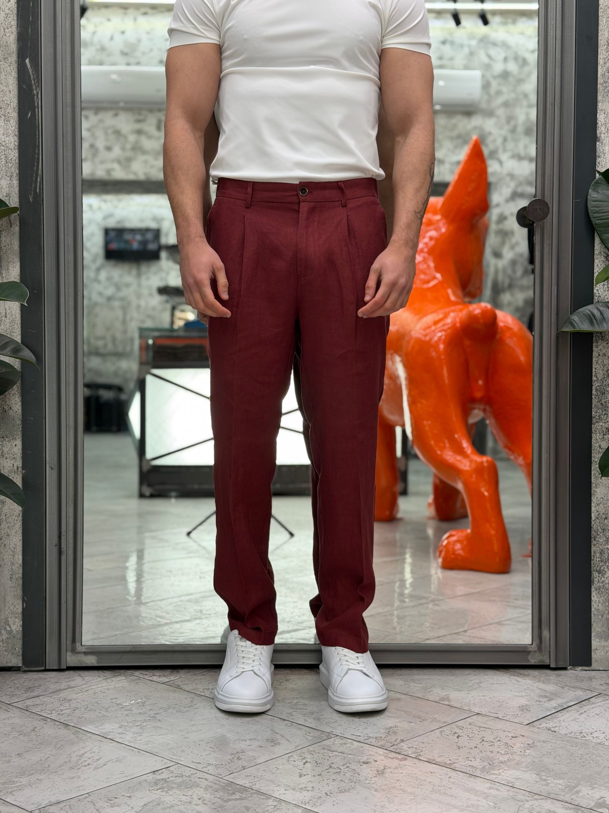 PANTALONE IN 100% LINO TASCA AMERICA CON COULISSE IN VITA - REGULAR FIT PSE1502SS.TER